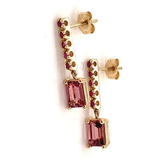 Rubellite Tourmaline Ruby Earrings 14k Gold 1.25 TCW Certified $3,950 018676 - Picture 5 of 13